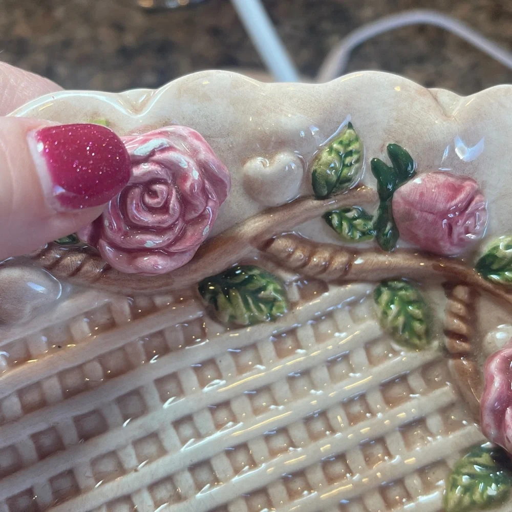 Hand-Painted Pink Rose Ceramic Trinket Set - Heart Dish, Dish, Tumbler🌺
